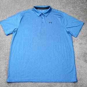 Under Armour Playoff Polo Shirt Men 4XL XXXXL Blue UA Golf Polyester Stretch S/S